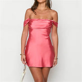 Satin Off-Shoulder Strapless Mini Dress