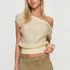 Sequin Knit Off The Shoulder Top