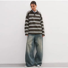 Paneled Horizontal Stripe Knitted Pullover