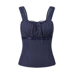 Polka Dot Babydoll Scoop Neck Top
