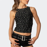 Black Metallic Stud Embellishments Tank Top