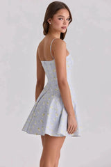 Spaghetti Strap Pleated Hem Mini A-line Dress