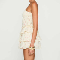 Strapless Floral Layered Tube Mini Dress