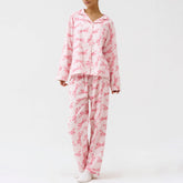 Pink Bow Print Pajama Loungewear Set