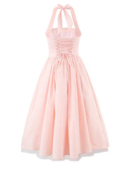 Halter Tulle Flare Maxi Dress