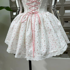Off Shoulder Floral Corset Tie Up Mini Dress