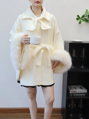 Bowknot Knitted Cape Short Coat