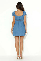 Short Sleeve Denim Mini Dress