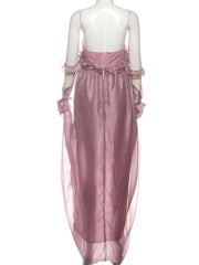 Ruffle Puff Off-Shoulder Long Hem Mini Dress