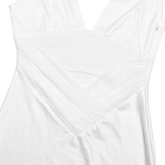 V-neck Satin Backless Pearl Chain Long Dress