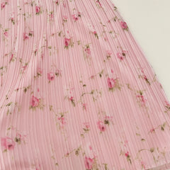 Pink Floral Pleated Slip Long Dress