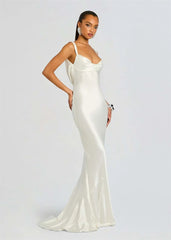 Mermaid Hem Open Back Cowl Strap Maxi Dress