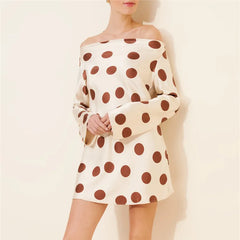 Polka Dot Long Sleeve Satin Mini Dress
