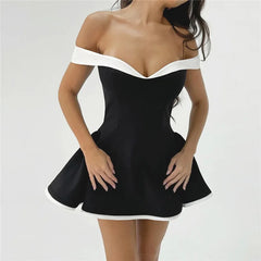 Black Off-shoulder Strap Mini Dress