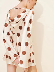 Polka Dot Long Sleeve Satin Mini Dress
