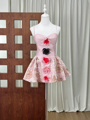 Spaghetti Strap 3D Floral Sequin Patchwork Mini Dress
