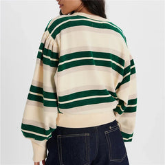 Stripe Print Long Sleeve Crew Neck Sweatshirt