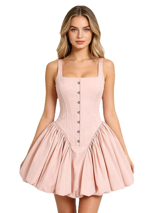 Pink Corset Bubble Hem Mini Dress