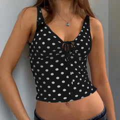 Polka Dot Tie Up Sleeveless Top