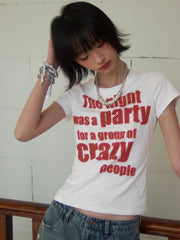 White Graphic Red Print T-shirt