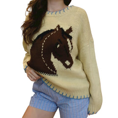 Horse Pattern Full Sleeved Sweater
