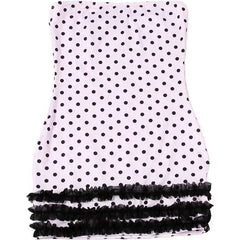 Pink Polka Dot Strapless Ruffle Hem Mini Dress
