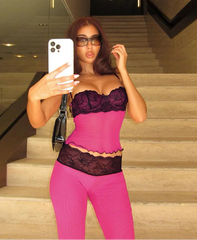 Lace Patchwork Cami Top And Pants Set