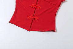 Red Letter Print Cut Out Top