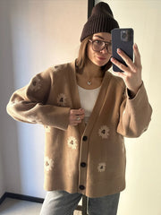 Flower Printed Knitted Cardigan