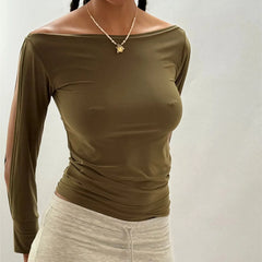 Cut Out Long Sleeve Crop Top