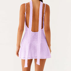 Sheer Cowl Ruffled Hem Cami Dress with Scarf - Mini A-Line