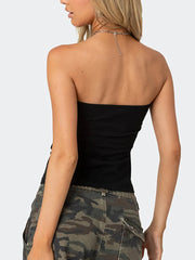 Black Tube Top With Bow Print