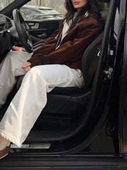 Brown Coudroy Zipper Jacket