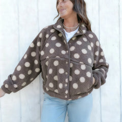 Polka Dot Fuzzy Fleece Jacket