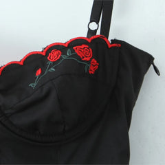 Embroidery Floral Bra Corset Mini Dress