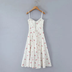 Floral Print Corset Midi Dress