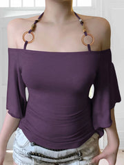 Halter Neck Beaded Strap Top