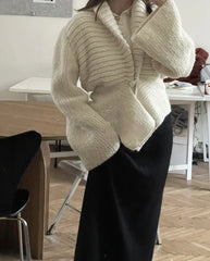 Button Up Slit Knit Cardigan