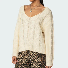 Cable Knit Off Shoulder Sweater