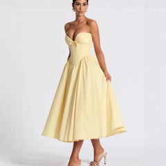 Sweetheart Neckline Bustier Strapless Maxi Dress