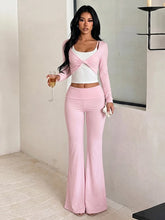 Cami Top With Detachable Sleeve And Flare Yoga Pants 3-Piece Set