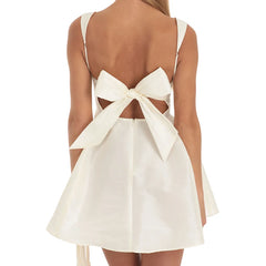 Satin Strap Bowknot Mini A-line Dress