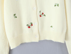 Embroidery Flower Knit Button Cardigan