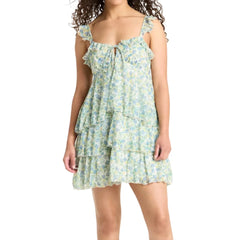 Sleeveless Print Ruffle Mini Dress