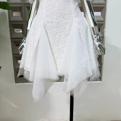 Off-shoulder Corset Mesh Pleated Patchwork Mini Dress