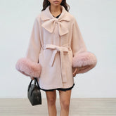 Bowknot Knitted Cape Short Coat