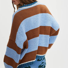 Colourblock Striped Knit Pullover