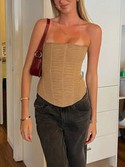 Mesh Bone Strapless Corset