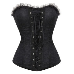 Satin Bow Lace Strapless Corset Top
