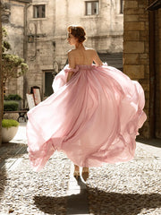 Ruffle Puff Off-Shoulder Long Hem Mini Dress